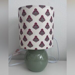 Floral Patterned Table Lamp with Green Base